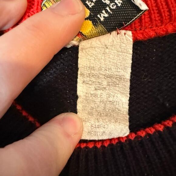 Mickey Donald Duck Black Kids Pullover Sweater Medium Acrylic Disney Vintage - Picture 4 of 8